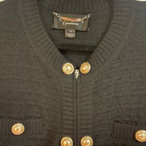 St. John Black Cardigan with Gold Buttons
